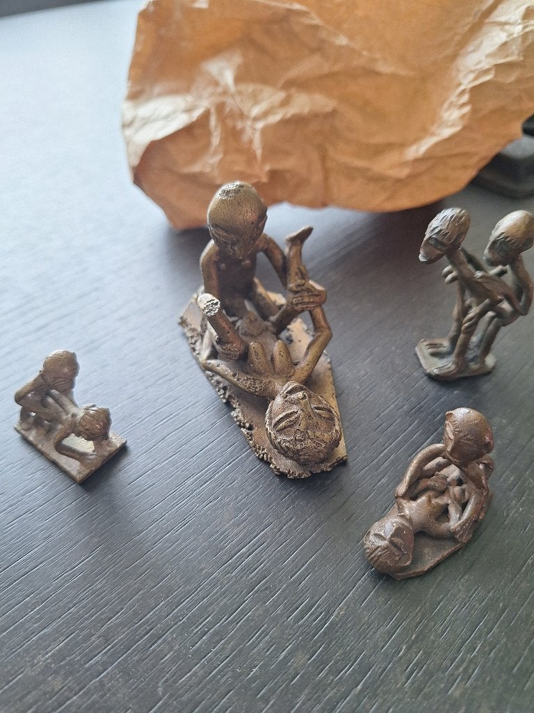 Afrikaanse Ashanti brons/ messing erotische beeldjes, Ophalen, Afrika, Goud, 10 cm