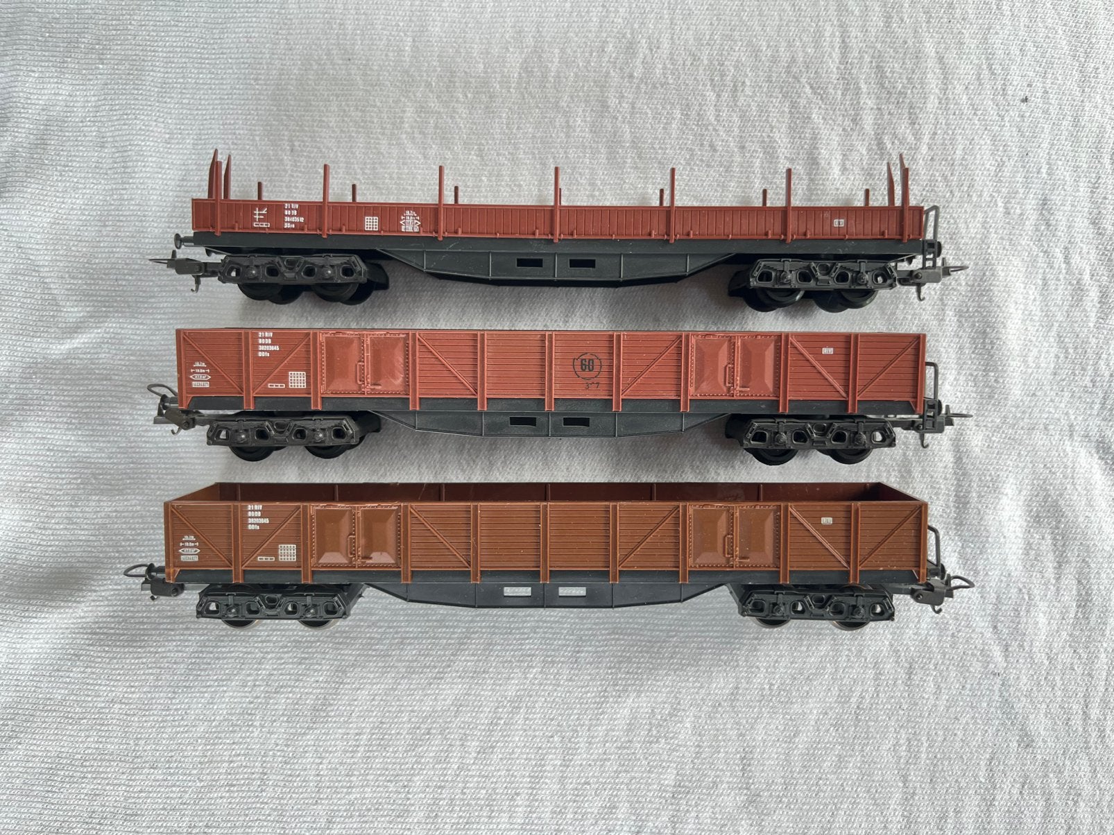 3x Lima DB lageboord/rongenwagens H0, Hobby en Vrije tijd, Modeltreinen | H0, Gebruikt, Gelijkstroom, Wagon, Ophalen of Verzenden