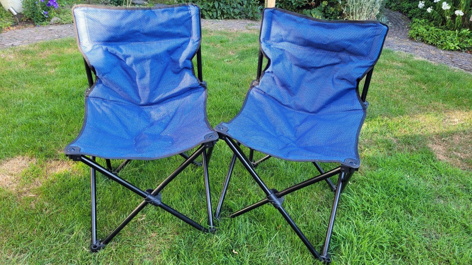 Campingstoelen 2x. Opvouwbaar Travel&co blauw-zwart, Ophalen, Zo goed als nieuw, Campingstoel