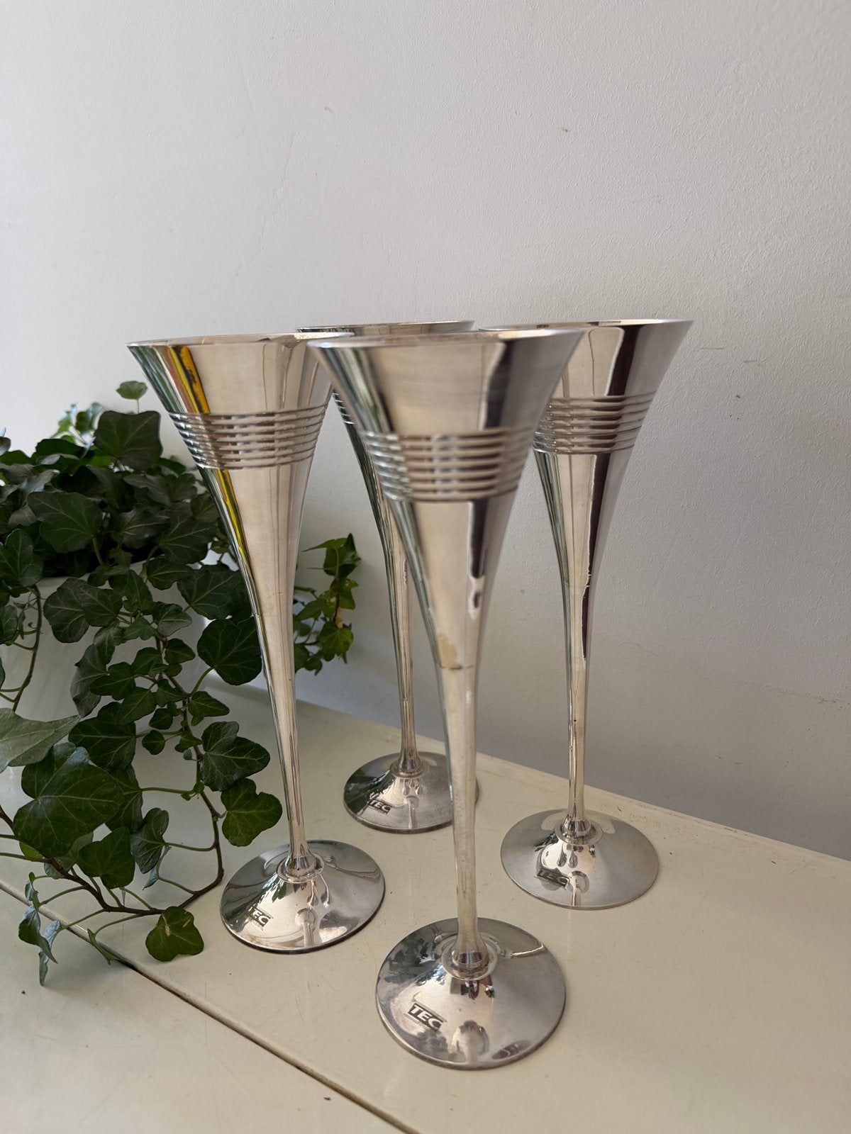 Verzilverde champagne flutes, Ophalen of Verzenden