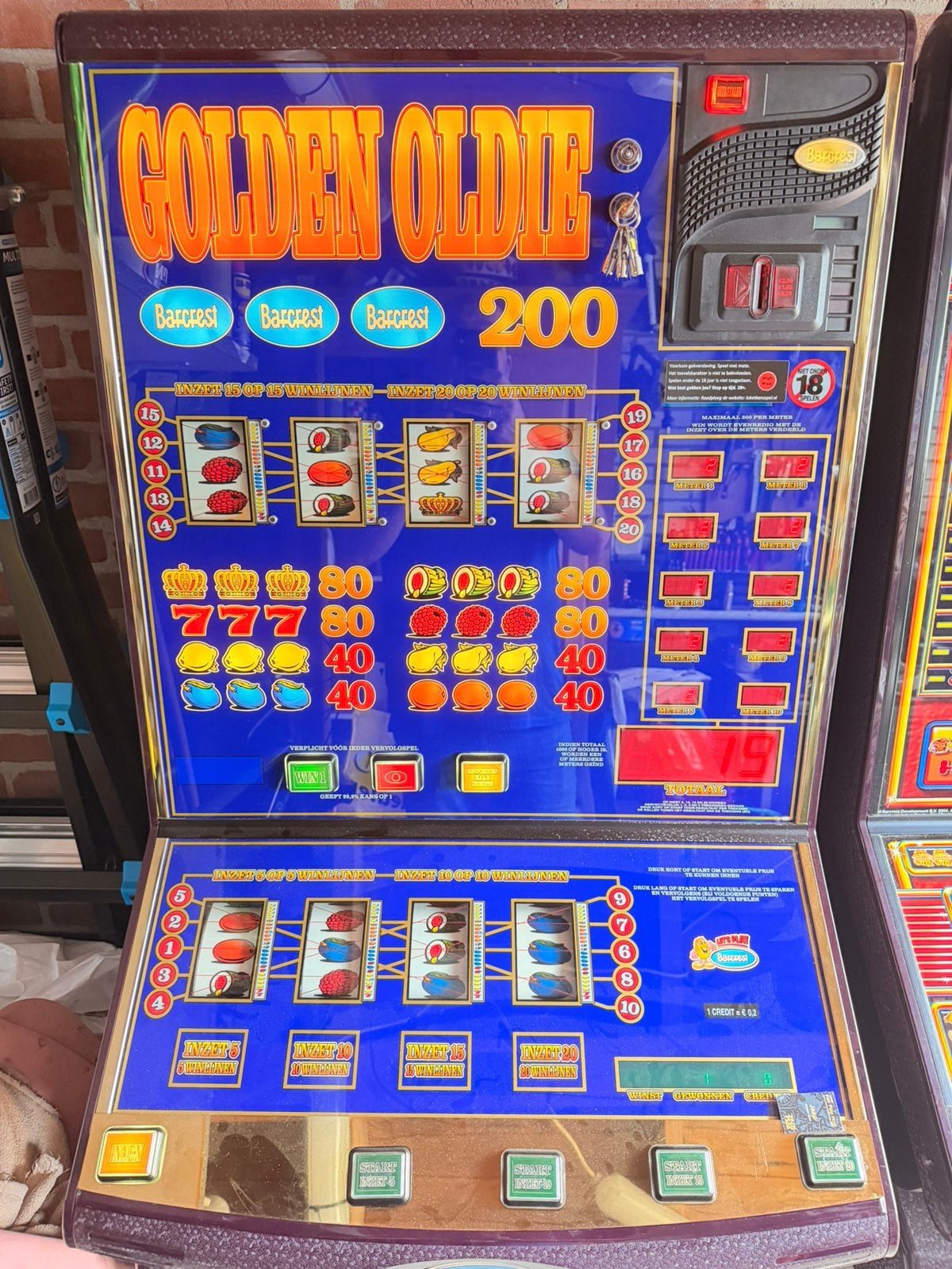GoldenOldie gokkast fruitautomaat, Verzamelen, Automaten | Gokkasten en Fruitautomaten, Euro, Ophalen, Zo goed als nieuw, Met sleutels