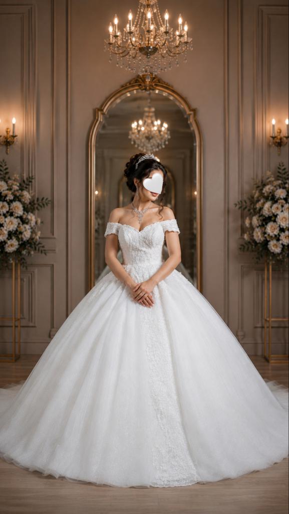 Prachtige Trouwjurk met Tiara en Hoofddoek te Huur, Ophalen, Zo goed als nieuw, Wit, Trouwjurk