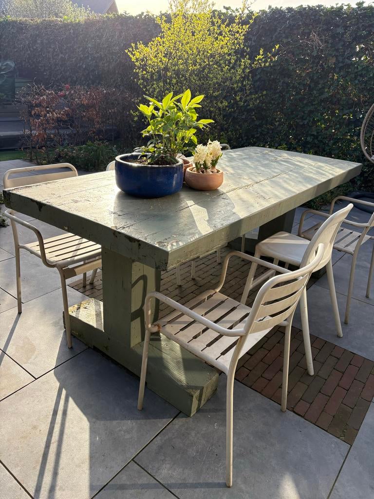Houten tuintafel, Tuin en Terras, Ophalen, Gebruikt, Rechthoekig, Hout