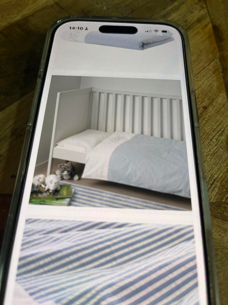 Dekbedovertrek Ikea Gulsparv peuterbed blauw/wit gestreept, Gebruikt, Blauw, Dekbedovertrek, Ophalen of Verzenden