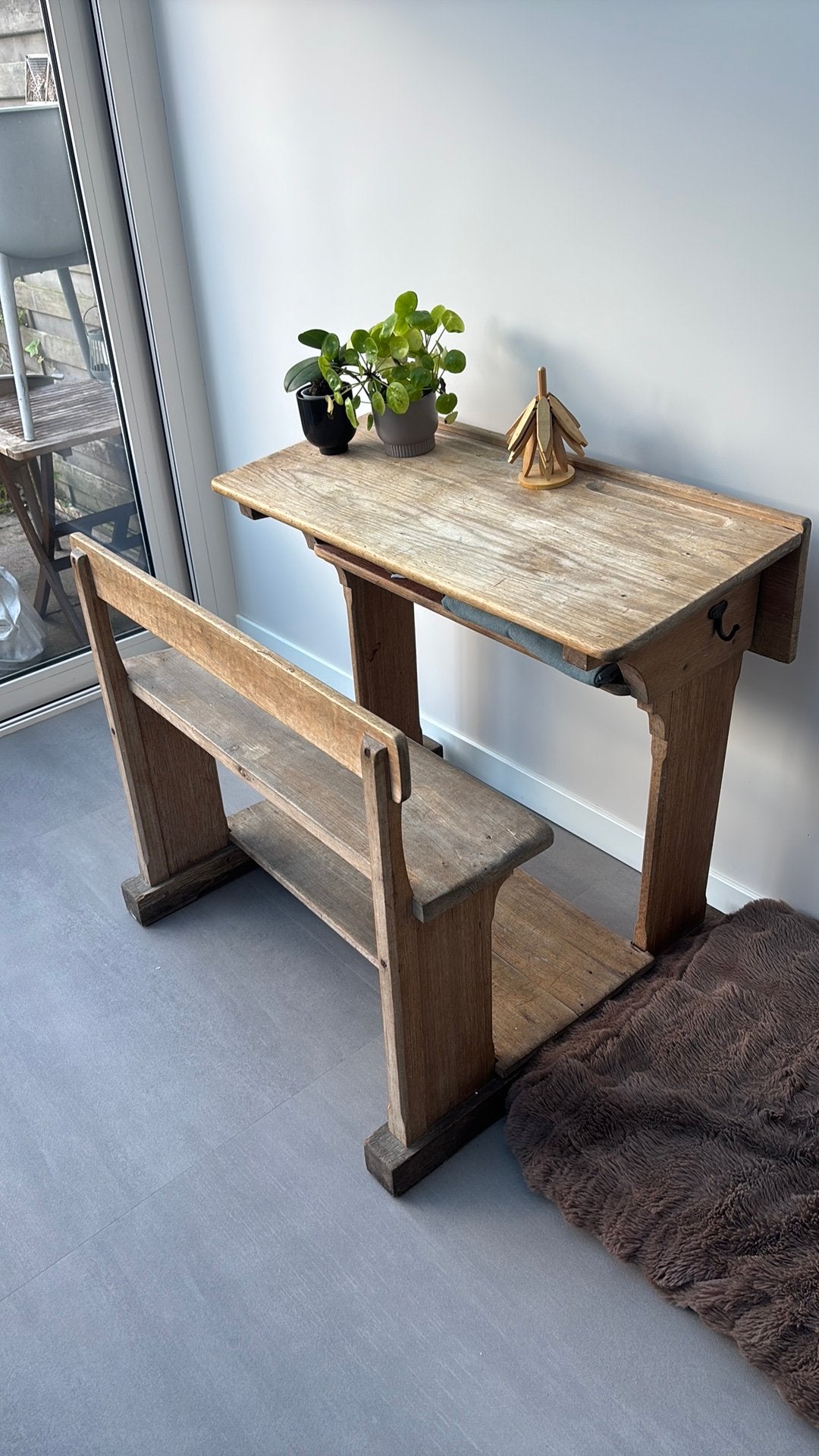 Houte schoolbankje, Ophalen, 50 tot 100 cm, Zo goed als nieuw, 25 tot 50 cm