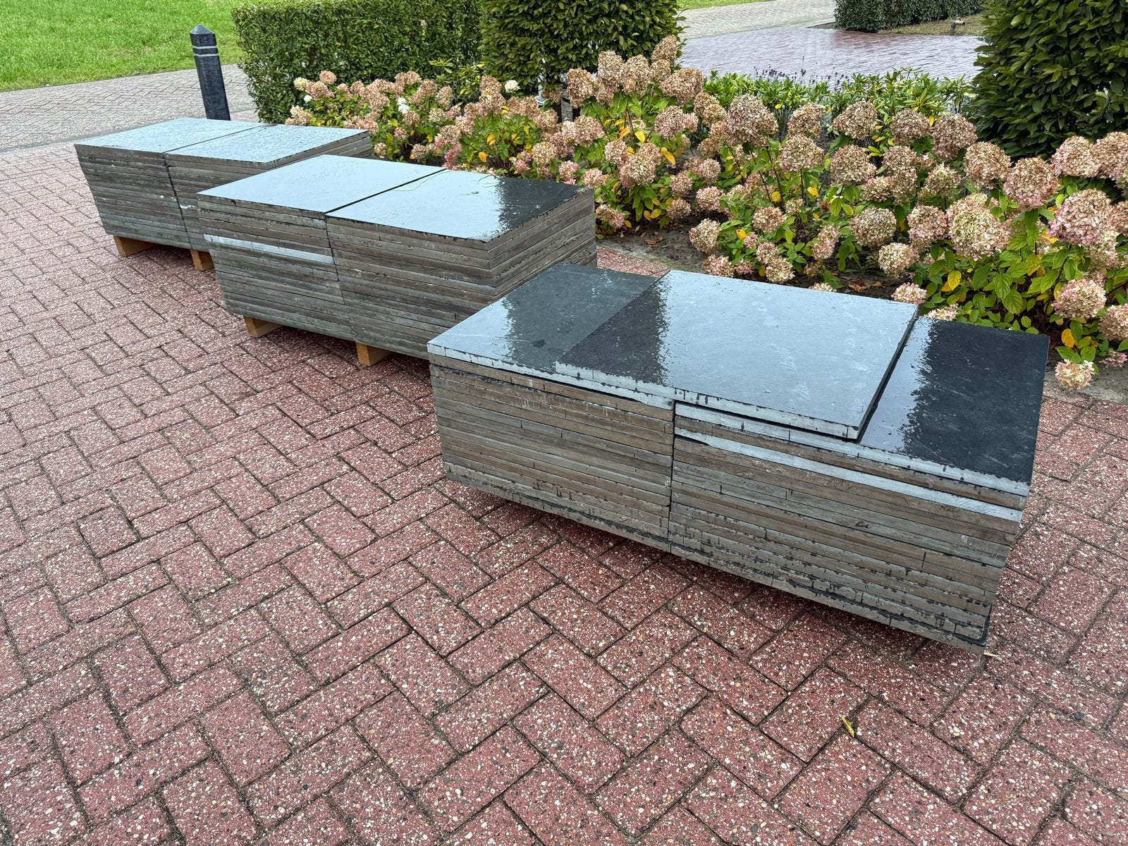 33.5m² 60x60 hardsteen terrastegels, Ophalen, Gebruikt, Terrastegels, Natuursteen