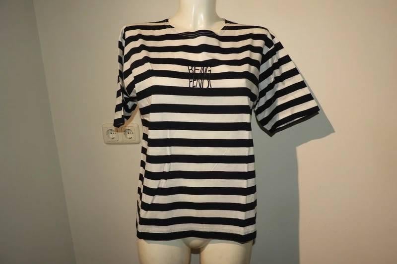Fendi vintage shirt gestreept marine look stiksel geel voeri, Wit, Maat 42/44 (L), Fendi, Ophalen of Verzenden