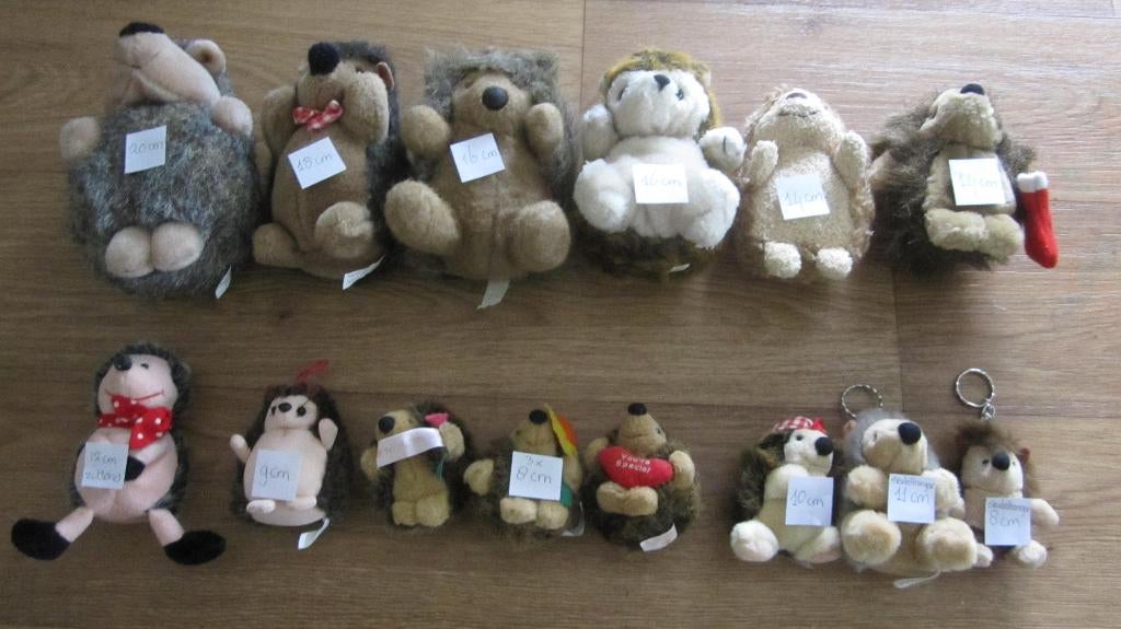 Verzameling egel knuffels 14 waarvan 2 sleutelhangers ., Ophalen of Verzenden, Zo goed als nieuw, Overige typen