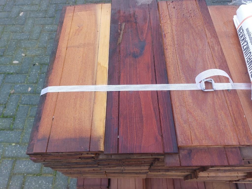 Partij van 324st Hardhouten Planken - 45>55cm, Ophalen, Gebruikt, Minder dan 25 mm, Plank