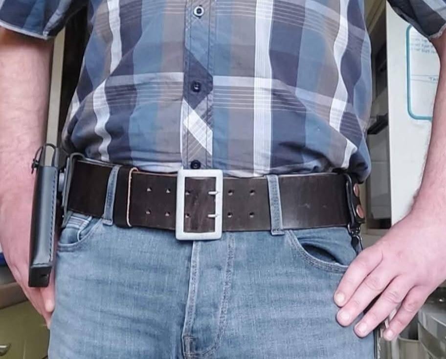 Brede leren officiersriem van 60 mm breed, Kleding | Heren, Riemen en Ceinturen, 95 tot 105 cm, Echt leder, Ophalen of Verzenden