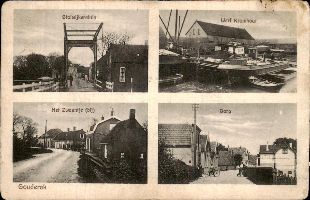 Gouderak - Zwaantje Stolwijkersluis Werf Kromhout, Verzamelen, Ansichtkaarten | Nederland, Gelopen, Zuid-Holland, Voor 1920, Ophalen of Verzenden