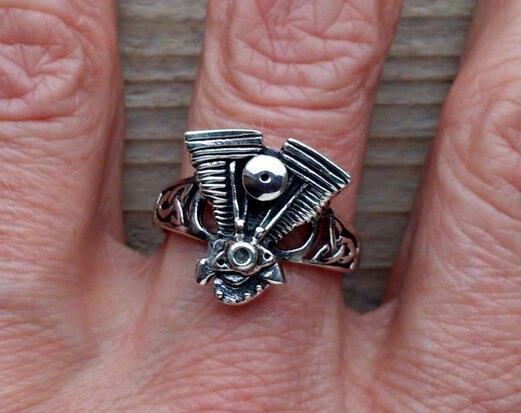 Motorblok Ring - maat 15½ en maat 22½ - Echt Zilver - v.a., Sieraden, Tassen en Uiterlijk, Ringen, Nieuw, Dame of Heer, Kleiner dan 17