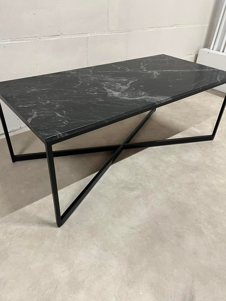 Nieuw in de doos!! marmer salontafel zwart/wit 105, Info@savoireinteriors.com, 100 tot 150 cm, Nieuw, Ophalen of Verzenden