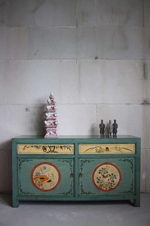 Werelds Wandmeubel Chinees Landelijk Dressoir Chinese Kast, Ophalen of Verzenden, Nieuw, Werelds Stoer Uniek Kleurrijk Retro Oosters Vintage Landelijk