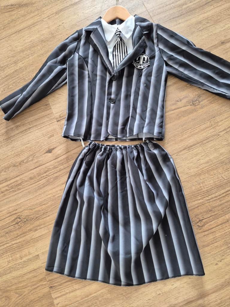 Wednesday Addams Carnaval Set - Maat 7-9 jaar, Kinderen en Baby's, Carnavalskleding en Verkleedspullen, Ophalen of Verzenden, Zo goed als nieuw