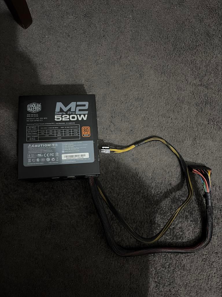 Cooler Master M2 Silent Pro 520W Voeding, Ophalen of Verzenden, Gebruikt