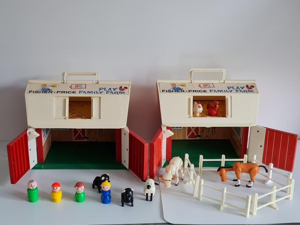 2 vintage Fisher Price boerderijen nr 915 + doos, Kinderen en Baby's, Speelgoed | Fisher-Price, Ophalen of Verzenden, Gebruikt
