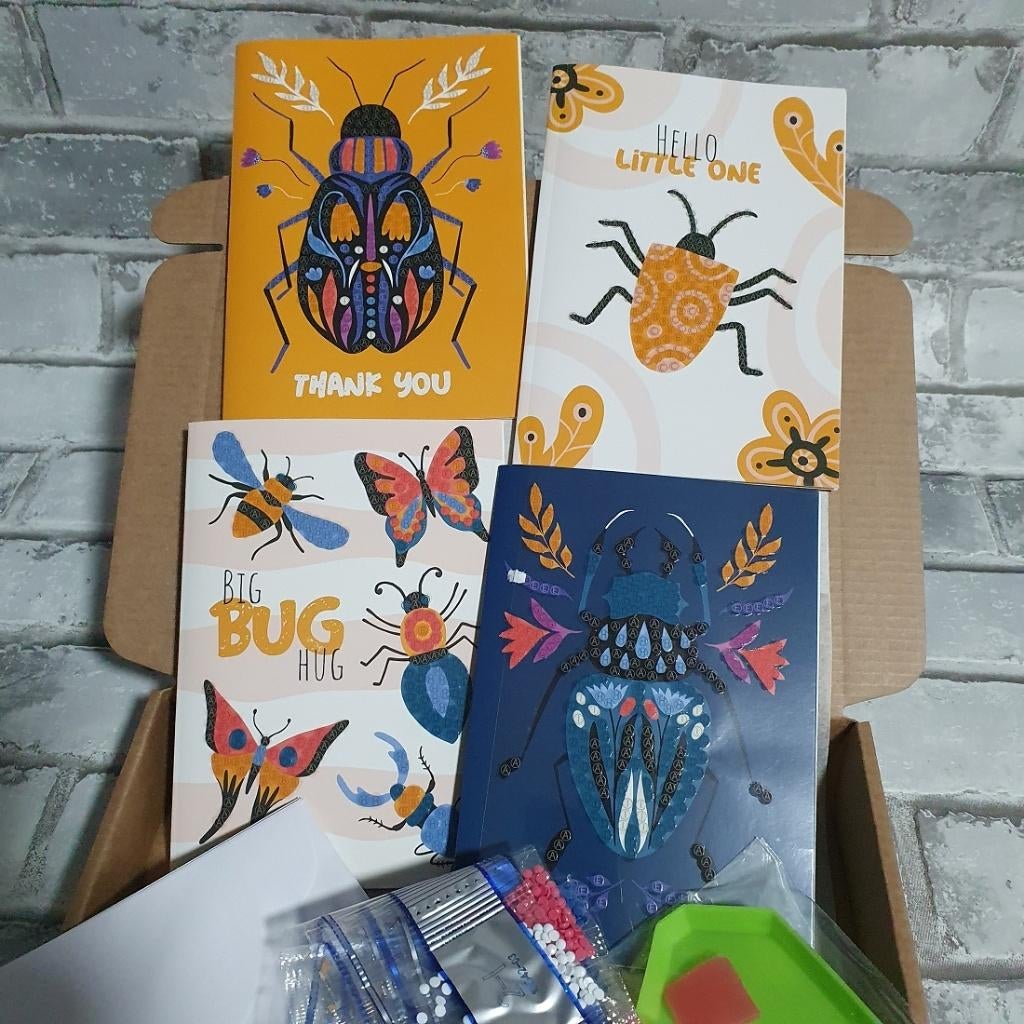 Diamond painting kaarten insecten, zelf maken, diy, D, Verzenden, Nieuw, D