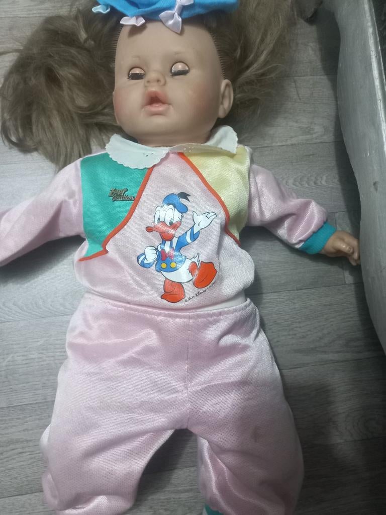 Vintage Zapf Creation Babypop met Donald Duck Outfit, Ophalen of Verzenden, Gebruikt, Babypop