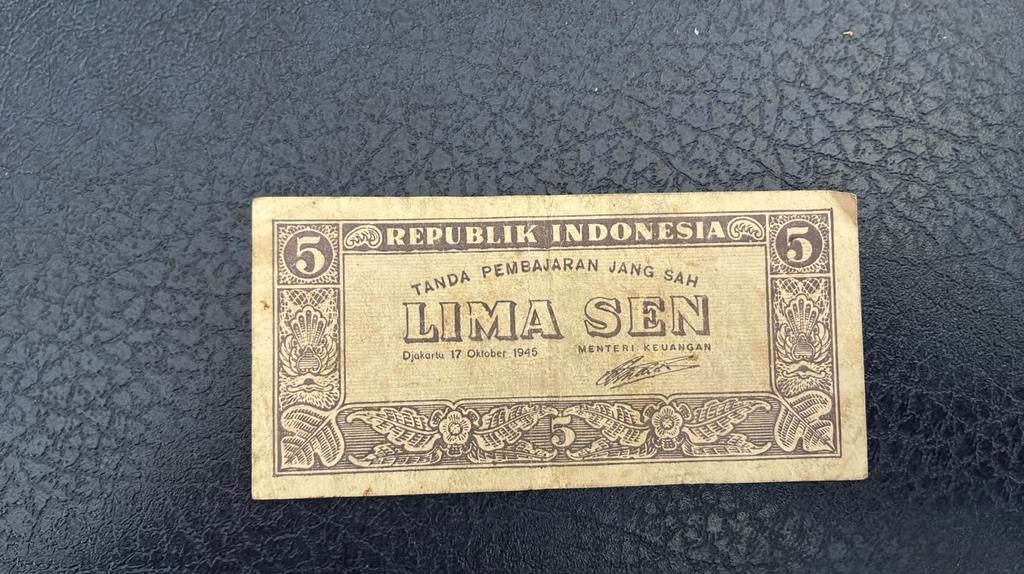Indonesie 5 sen 1945, Ophalen of Verzenden, Zuidoost-Azië