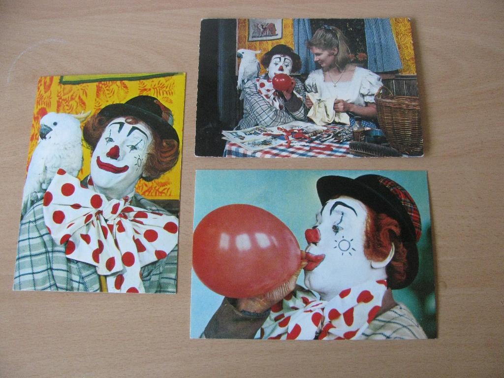 Set van 3 Vintage Kaarten - Pipo de Clown, Verzenden, 1960 tot 1980, Kinderen