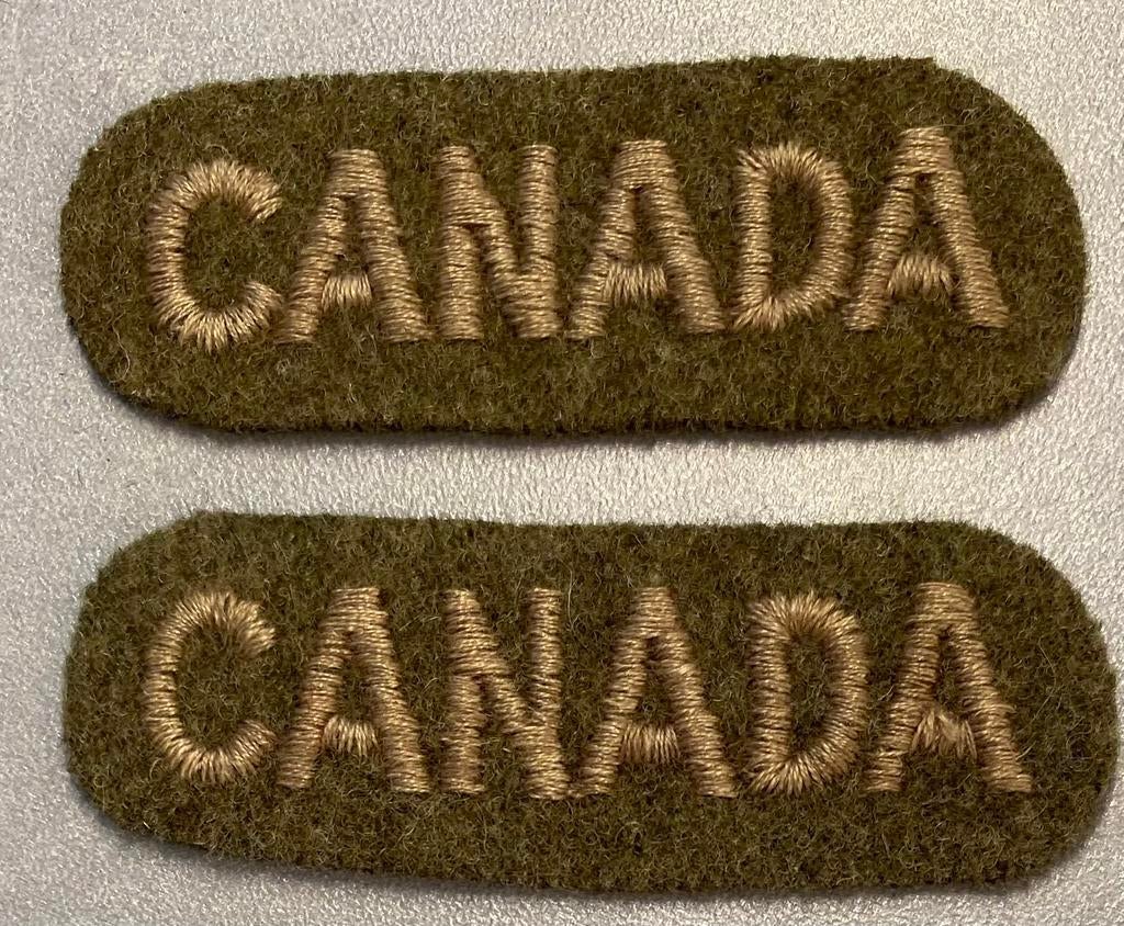 Canadian pair of shoulder titles, Ophalen of Verzenden, Landmacht, Embleem of Badge