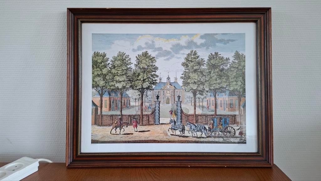 Beeckestijn Velsen prent. Replica ets pentekening. Brocante, Ophalen, Minder dan 50 cm, Gebruikt, Tekening