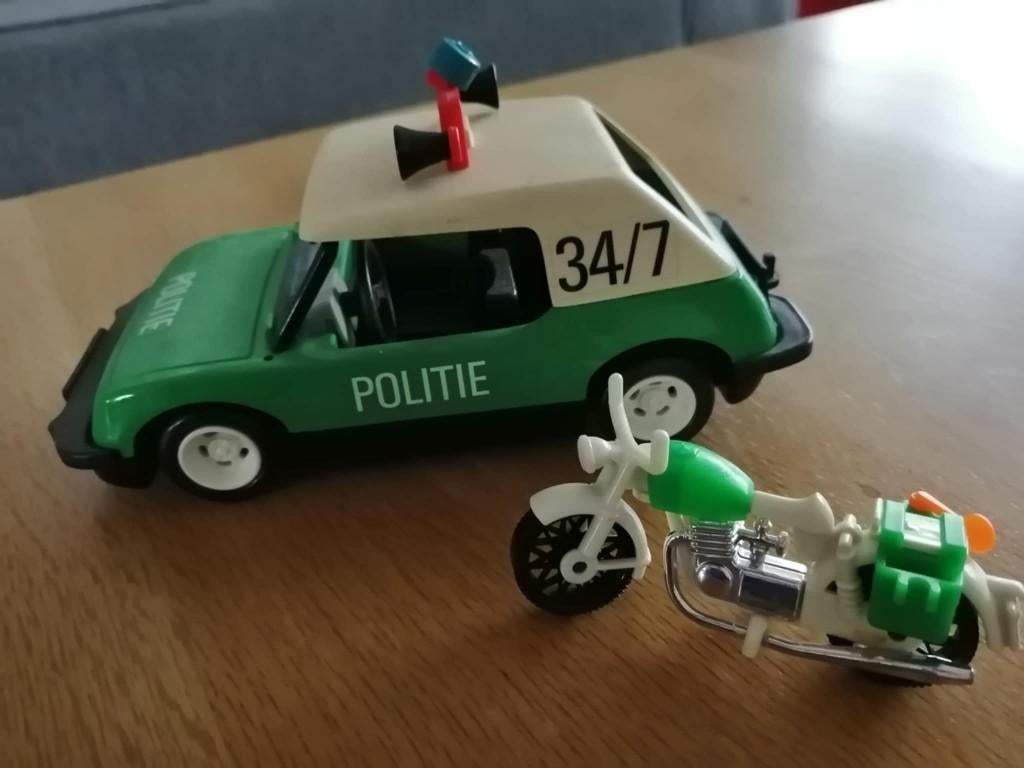 Playmobil vintage politiewagen en motor, Ophalen, Gebruikt, Los playmobil