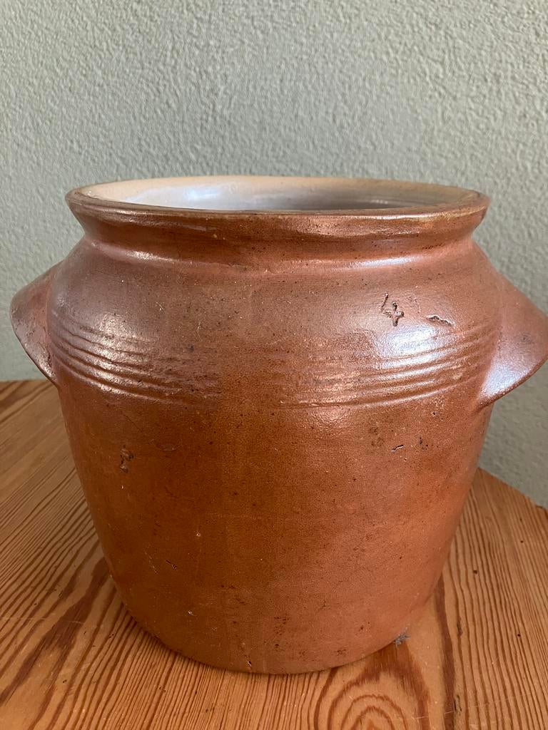 Gres aardewerk pot uit Frankrijk - 20cm hoog, Antiek en Kunst, Curiosa en Brocante, Ophalen of Verzenden