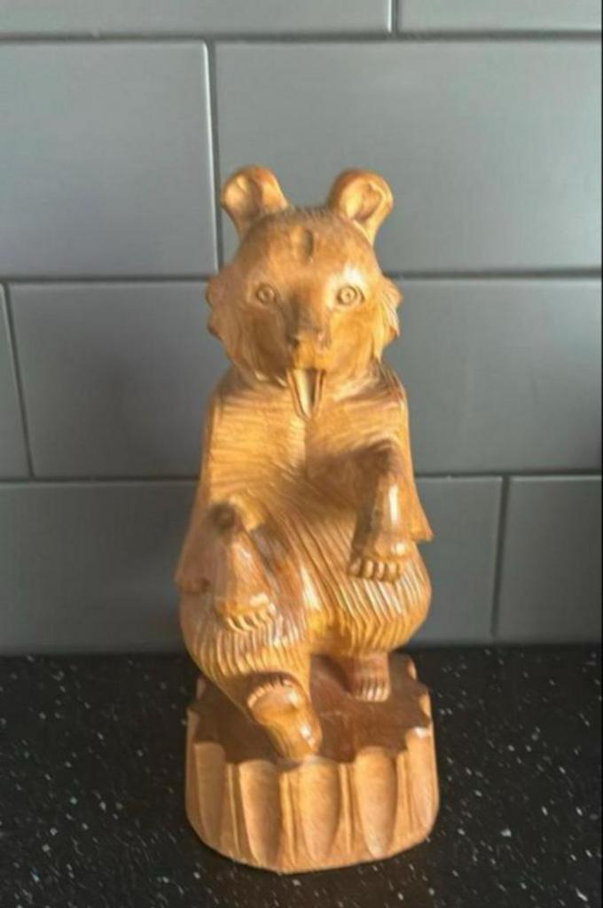 Handgemaakte Houten Beer - Uniek Decoratie Stuk, Ophalen of Verzenden