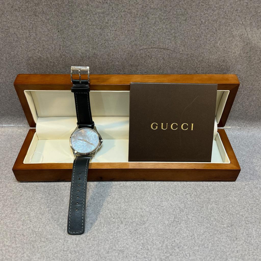 Horloge Gucci G Timeless 126.3 Shelldail diamond | 383833, Overige merken, Leer, Staal, Polshorloge