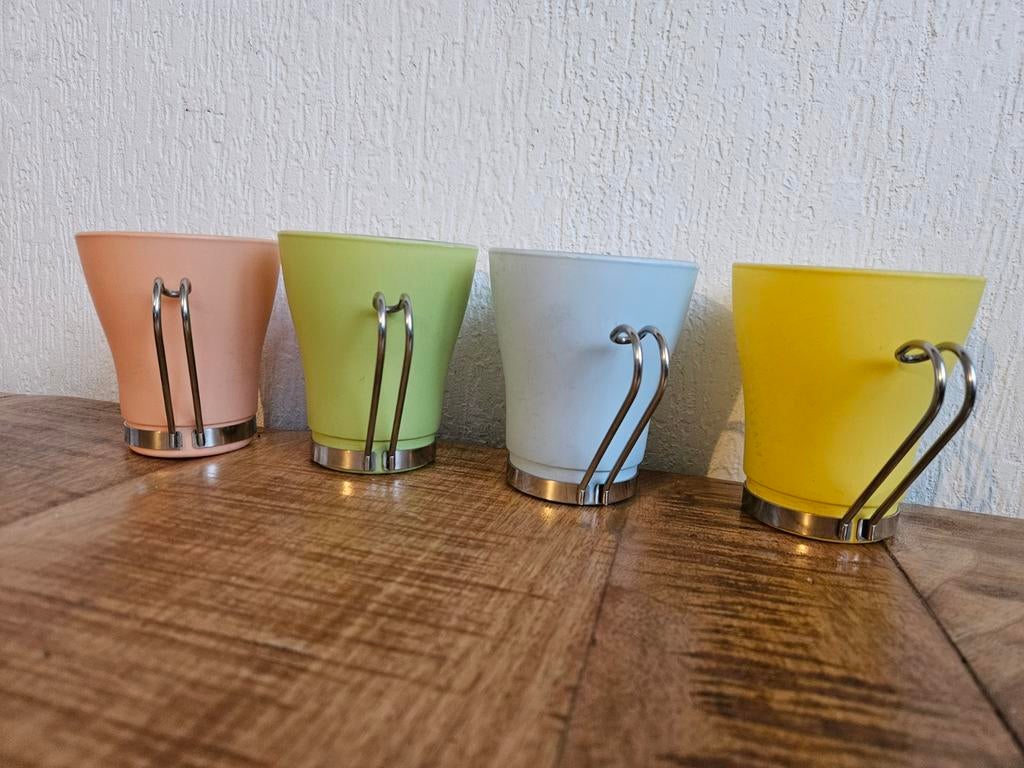 Retro Italiaanse glazen kopjes, jaren 70, Glas of Glazen, Gebruikt, Ophalen of Verzenden, Glas
