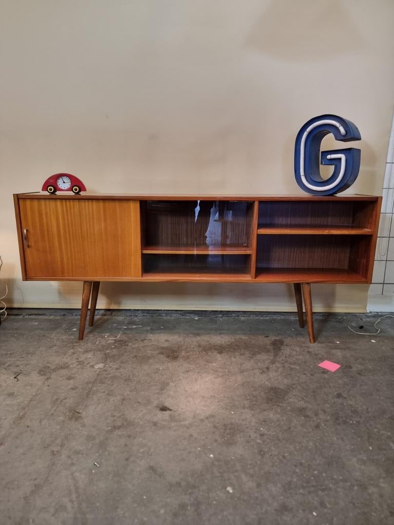 Vintage sideboard lowboard jaren 60 met schuifdeuren, ,, Ophalen of Verzenden, ,, ,