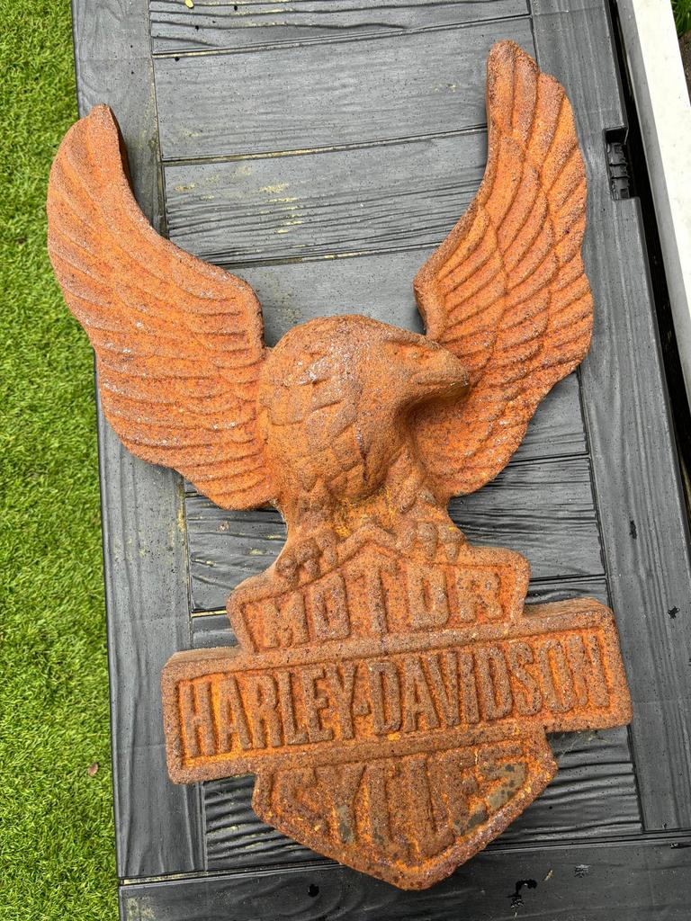 Gietijzeren harley davidson logo 60x45x5, Ophalen, Reclamebord