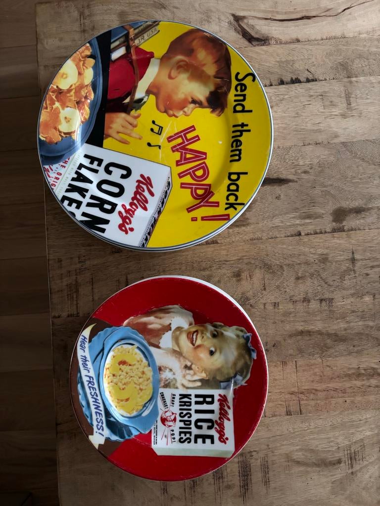 Vintage Kellogg's Ontbijt en dinerborden, Huis en Inrichting, Keuken | Servies, Gebruikt, Bord(en), Overige stijlen, Ophalen