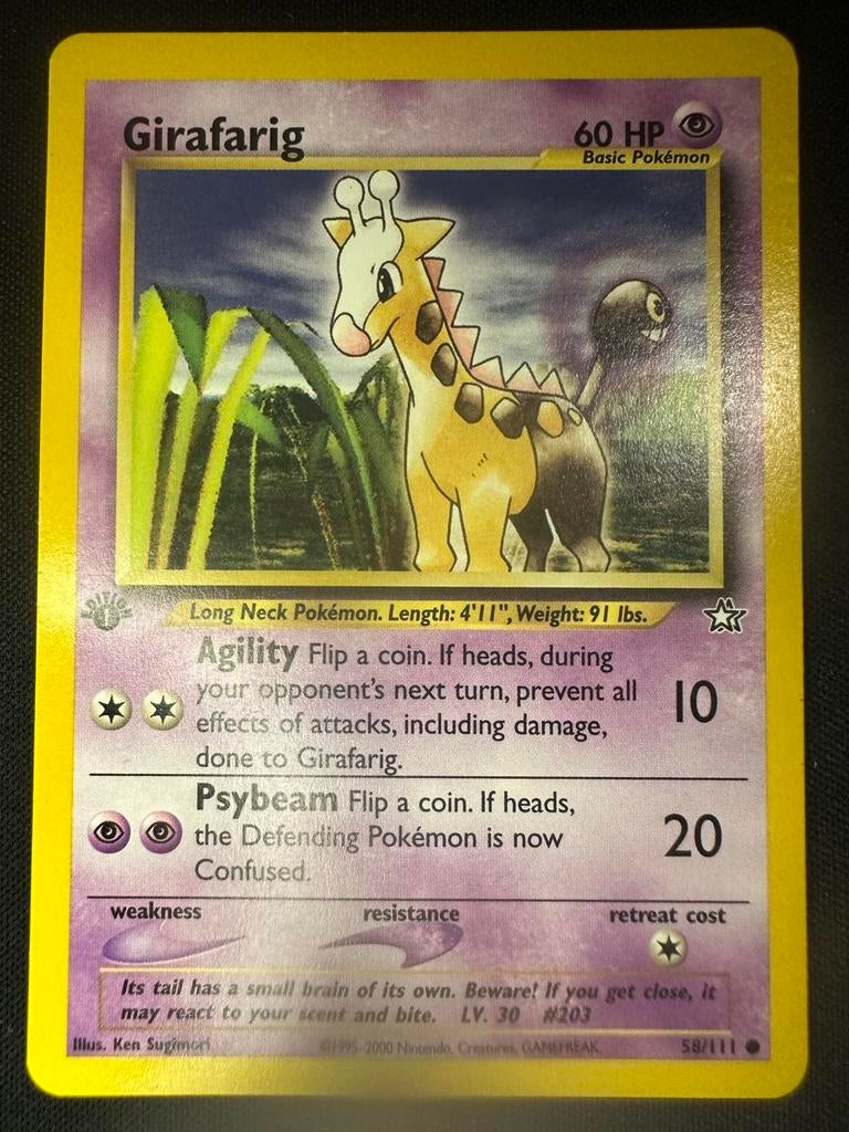 Girafarig 58/111 Neo Genesis - 1st / First Edition!, Ophalen of Verzenden, Zo goed als nieuw, Losse kaart
