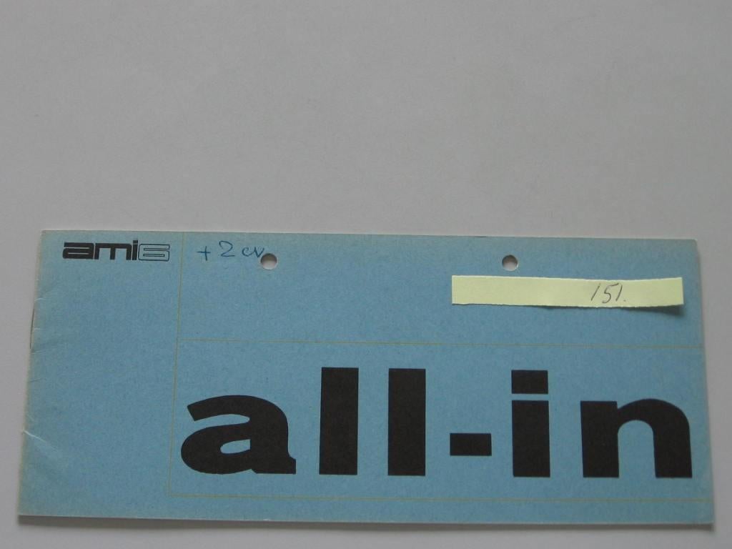CITR 151 Citroën  all-in systeem ami 6 (+ 2 cv), folder, Boeken, Auto's | Folders en Tijdschriften, Zo goed als nieuw, Citroën