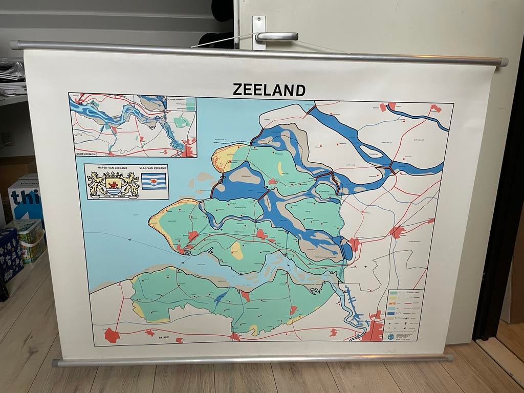 Oude Schoolkaart Zeeland - Uitgeverij de Evenaar, Antiek en Kunst, Ophalen, Aardrijkskunde