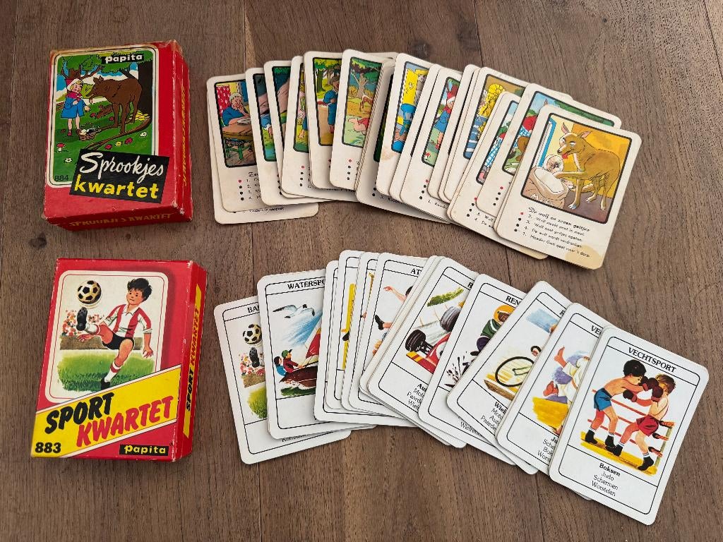 6 vintage kwartetspellen, Hobby en Vrije tijd, Gezelschapsspellen | Kaartspellen, Drie of vier spelers, Ophalen of Verzenden, Gebruikt