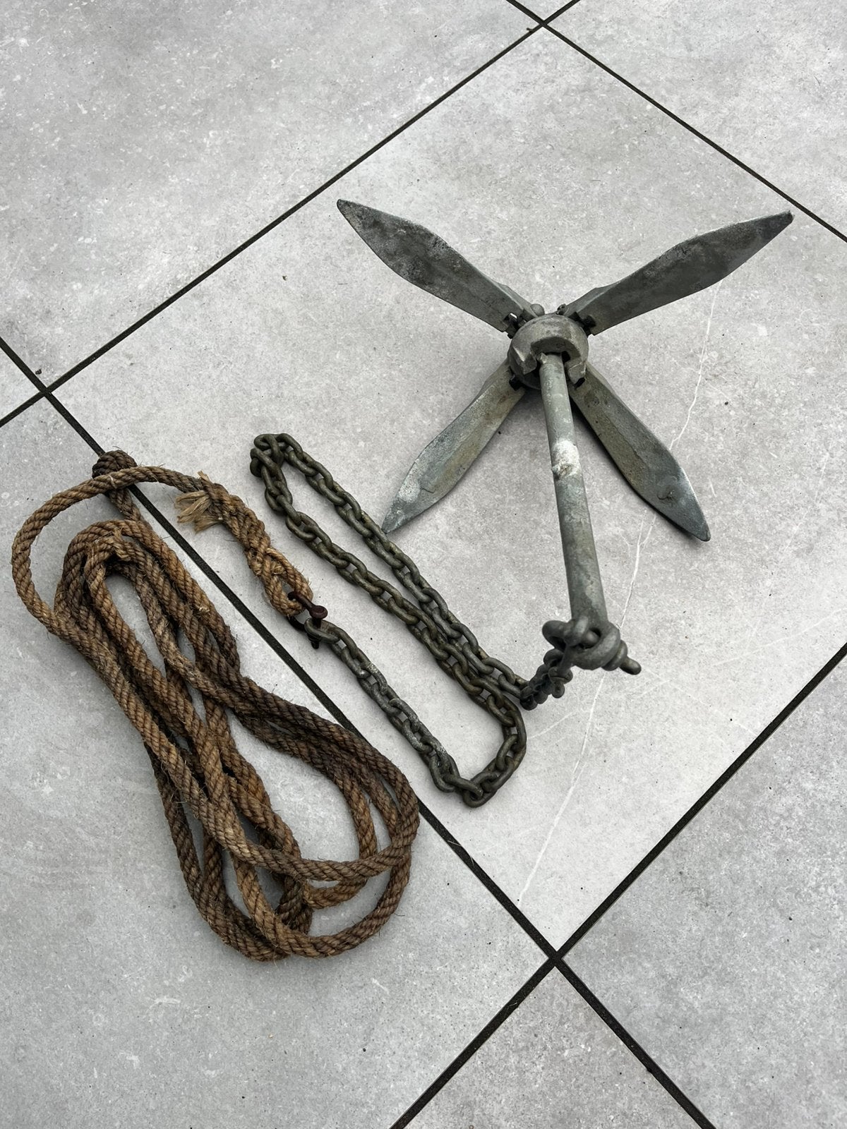 Paraplu Anker 3,5 kg met Ketting en Touw, Watersport en Boten, Ophalen of Verzenden, Gebruikt, Ankeren en Afmeren, Zeilboot of Motorboot