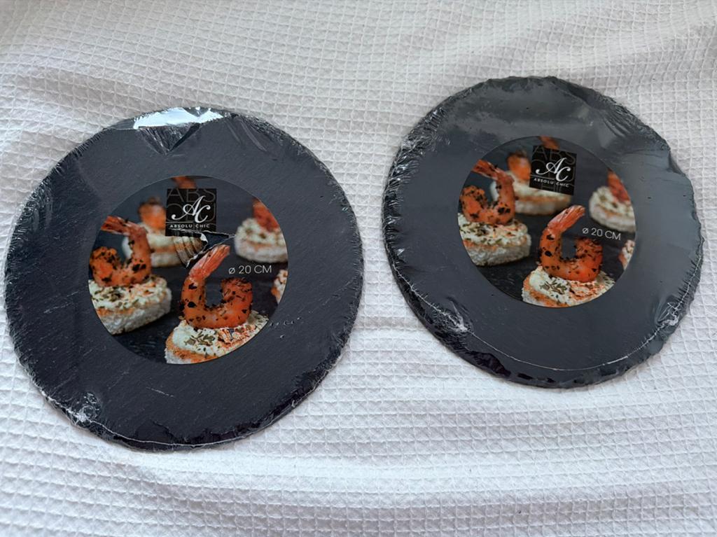 2 Nieuwe Ronde Leisteen Platen - 20 cm Doorsnee 2 stuks, Ophalen of Verzenden, Nieuw