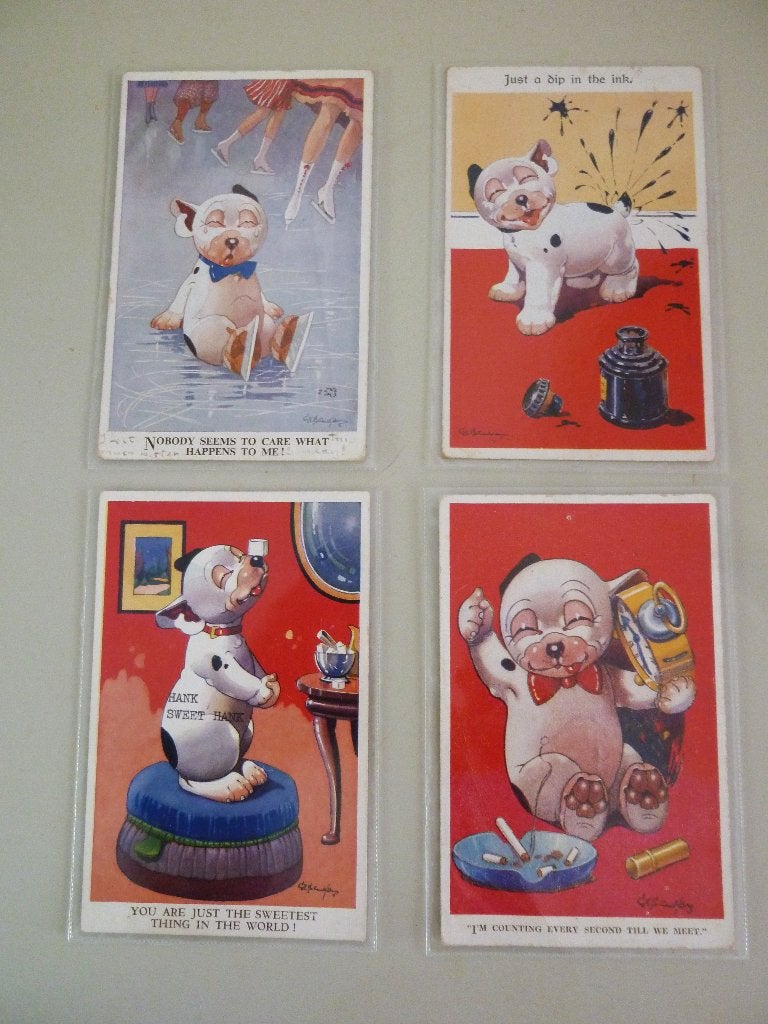 Vier ansichten Jaren 30 gelopen Bonzo, Verzamelen, Verzenden, 1920 tot 1940, Gelopen, Overige thema's