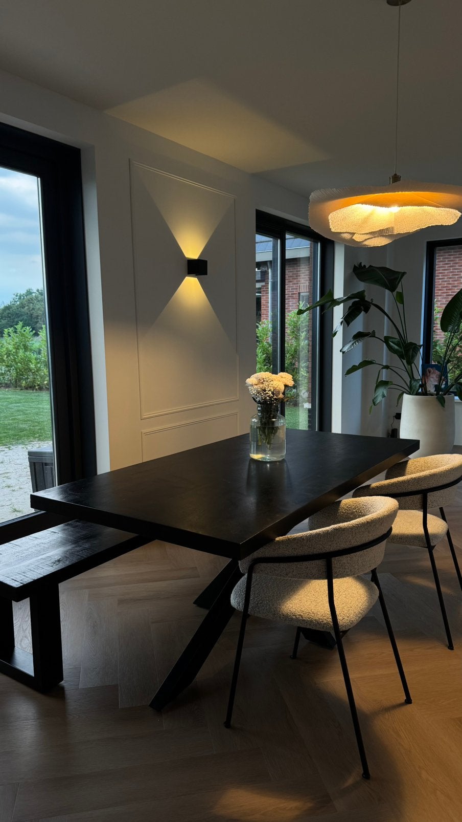 Eetkamerset – tafel, bankje & 2 stoelen, Ophalen, 50 tot 100 cm, Zo goed als nieuw, Vijf personen of meer