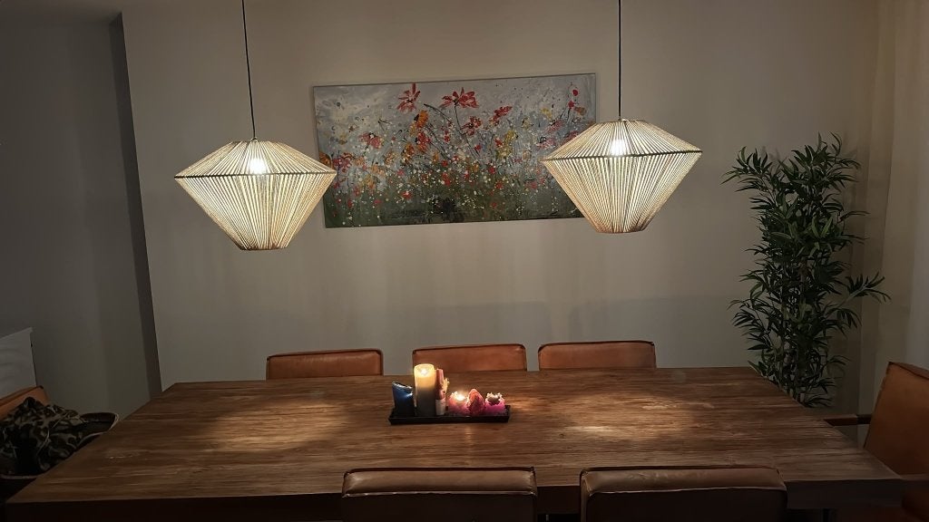 Prachtige, sfeervolle 2 lampen Light $ Living Felida 53 cm, Ophalen, Natuurlijk materiaal, E27 (groot), Zo goed als nieuw