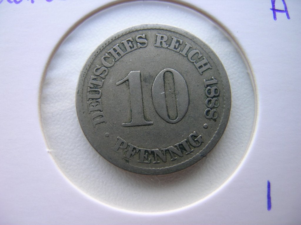 10 Pfennig 1888 A Duitsland (nr 1), Ophalen of Verzenden, Duitsland, Losse munt