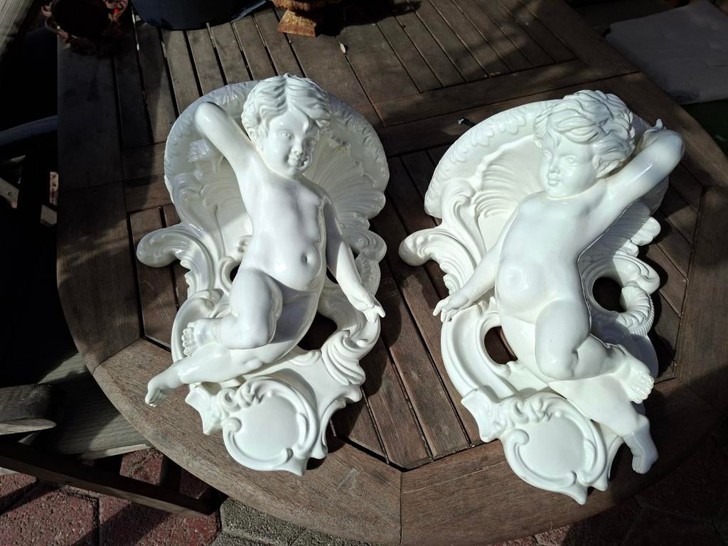 Brocante consoles engelen, Antiek en Kunst, Curiosa en Brocante, Ophalen of Verzenden