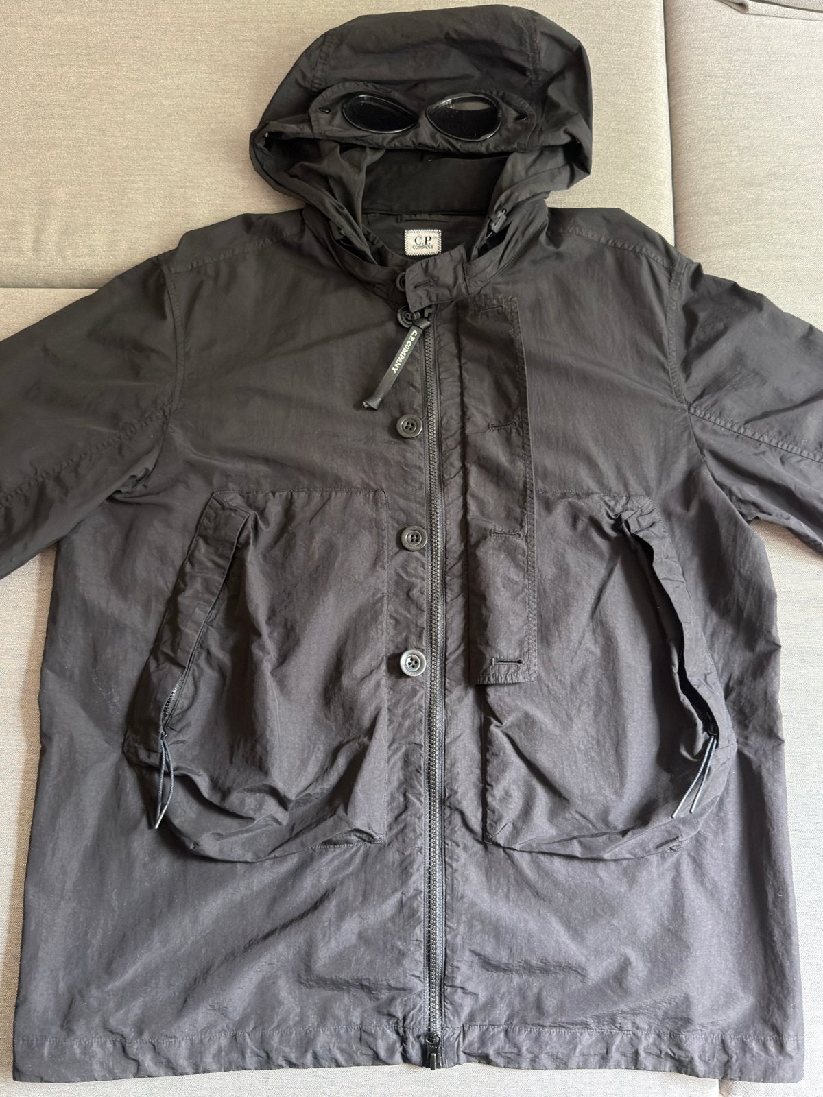 CP Company Flatt Nylon Goggle Overshirt Zwart XL, Ophalen of Verzenden, Zo goed als nieuw, Maat 56/58 (XL), Zwart