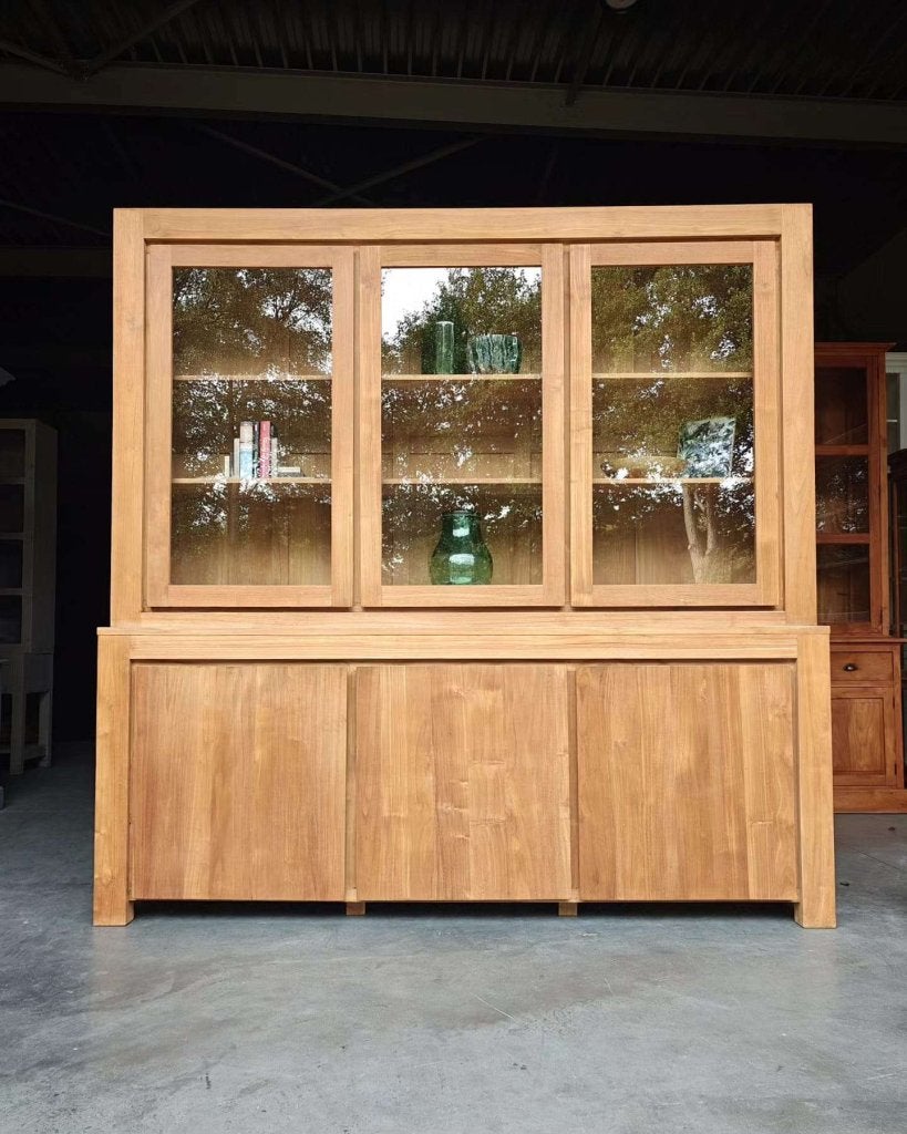 Prachtige strakke buffetkast | Greeploze schoolkast #5597, Teakhout, -, 200 cm of meer, -