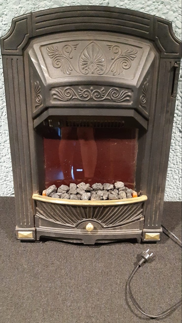 Elektrische gietijzeren kachel - 55x75x20cm, Ophalen, Zo goed als nieuw, Inbouwhaard, Elektrische haard