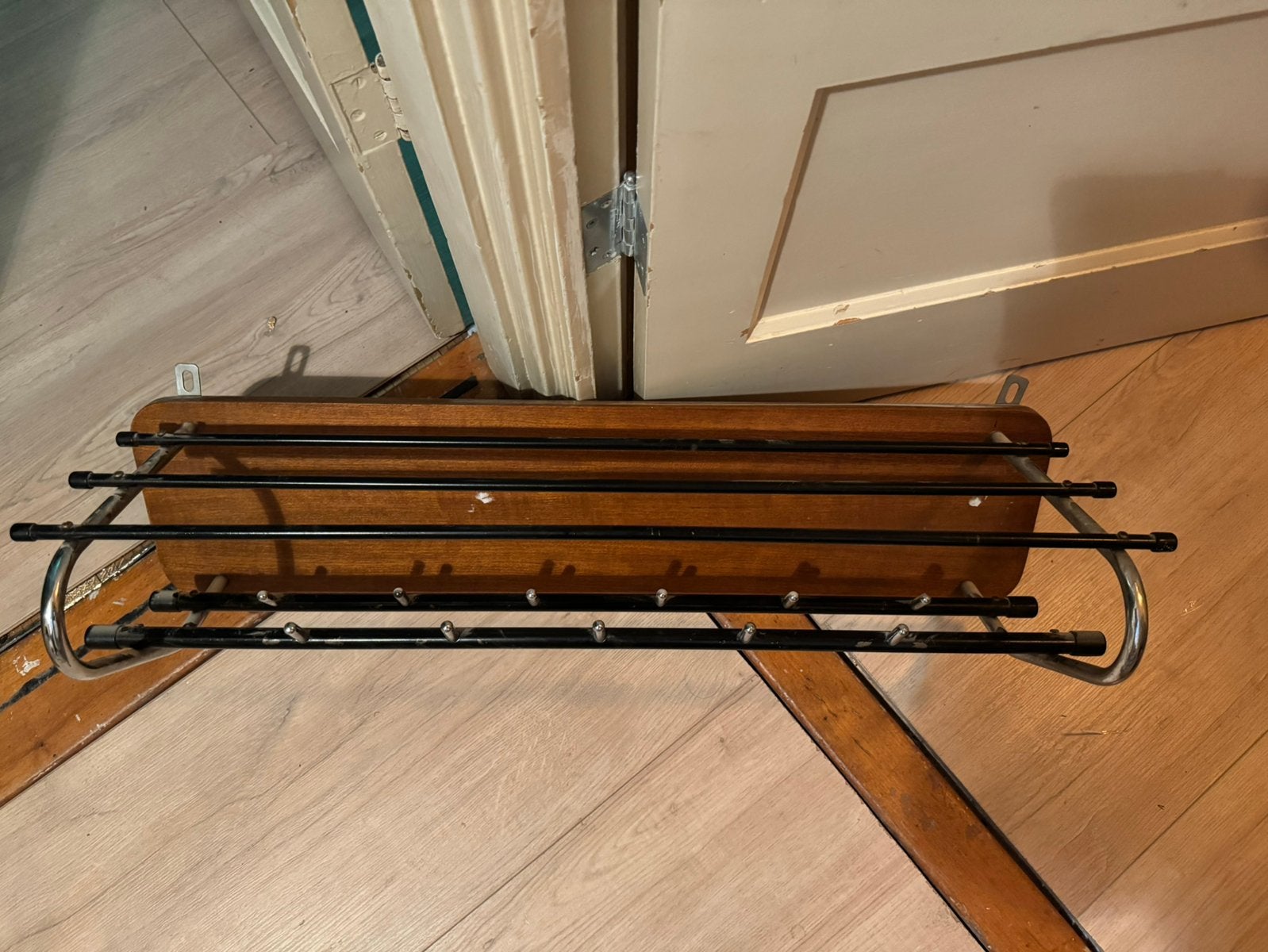 Vintage wandkapstok jaren 60/70 midcentury, Zo goed als nieuw, Minder dan 100 cm, Hout, Ophalen